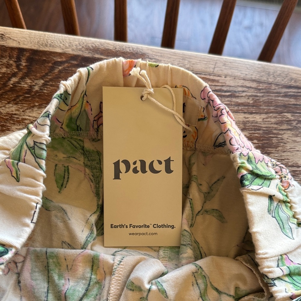 Pact Girls Floral Cream Pajama Pants with Pink and Orange Accents - Picture 3 of 6